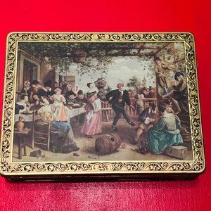 GOODY BOX Vintage Dance Party Collectible Hinged Tin w/Jan Steen Painted Lid